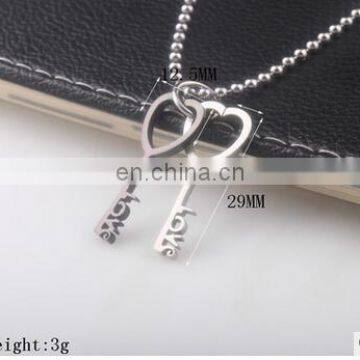 fashion heart key couple pendant love lock titanium steel pendant necklace for men women jewelry