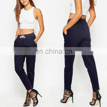 Navy blue elastic band women fashion pencil pants