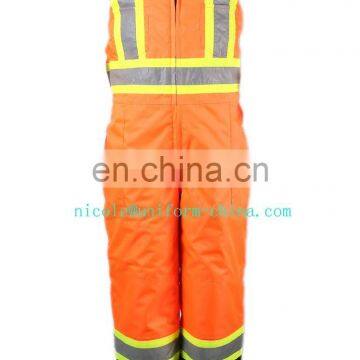 High Vislibility Orange Refelctive Winter Waterproof Thermal Work Bib Overalls Pants