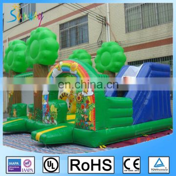 Forest Monkey Theme Green Inflatable Bouncer Slide Combo House