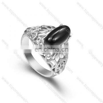 2017 big black stone ring designs stainless steel antique ring jewellery