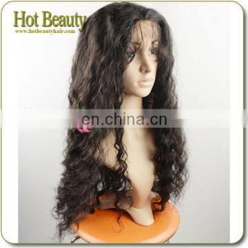 natural color Deep curly Front Lace cheap malaysian hair wig