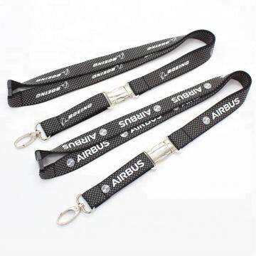 Custom silicone printing Boeing Lanyard with laser logo on detachable clip silicone printing logo work id card holder lanyard