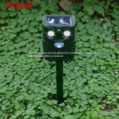 Outdoor Electronic Solar Powered Ultrasonic Sound Animal Bird Repeller with Led Lights