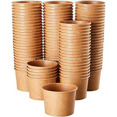 Ice Cream Sundae Cups - Disposable Kraft Paper Dessert Ice Cream Yogurt Bowls Party Supplies, 5-Ounce, Brown