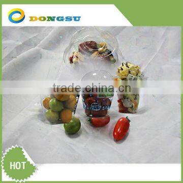 Crystal clear plastic disposable fruit container with dome or flat lid, supplied by the largest factory Dongsu since 1968