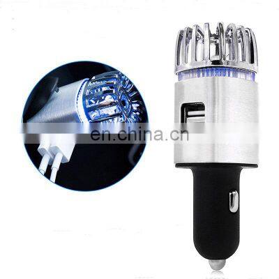 Newest Design Portable Mini Dual Port Usb Charger Smart Negative Ionic Oxygen Smoke Car Air Purifier Ionizer