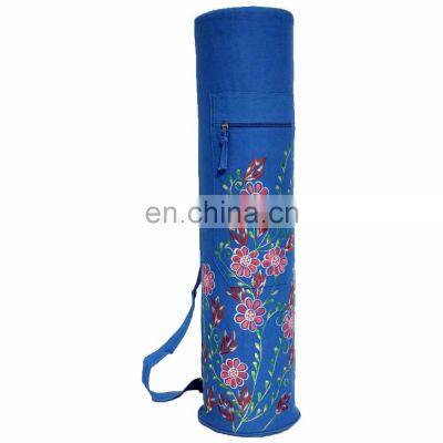 Best selling Wild-life embroidered in Dyed Cotton Canvas with adjustable Shoulder strap Yoga mat Bag manufacturer