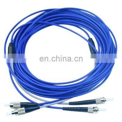 FC-ST Spiral Armored Single Mode Duplex LSZH PVC Fiber Optic Patch cord Fiber Jumper