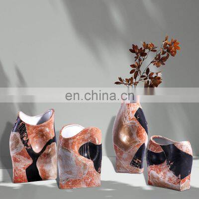 Irregular Porcelain Handmade Amber Vase For Interior decoration