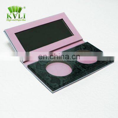 Luxury 2 colors pink eyeshadow & eyebrow powder palette packaging box with mirror