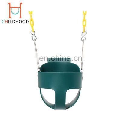 High security hanging chair garden green indoor child plastic swing seat