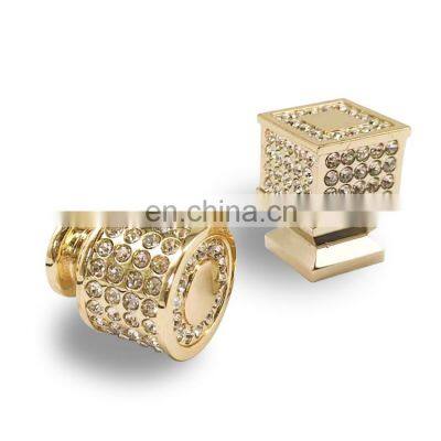 High quality crystal glass doorknob handles crystal door handle luxury wardrobe gold-encrusted single-hole small handle