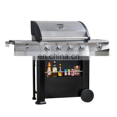 Portable 5 Burners Gas Griller Machine Commercial Smokeless Oven Barbecue Stove Gas Bbq Grill With Side Burner toaster ovensc