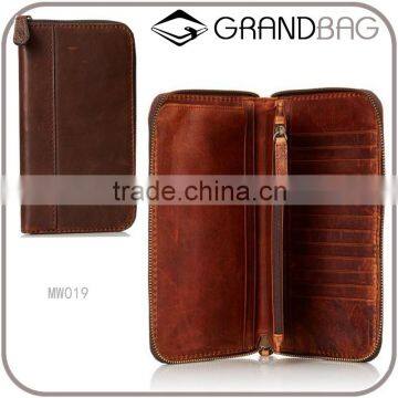 vintage cowhide leather clutch wallet travel organizer wallet for men