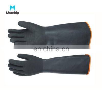 Black Industrial Heavy Duty Chemical Resistant Thick Safety Waterproof Rubber Latex Glove Working Industrial Latex Hand Glove photo-3