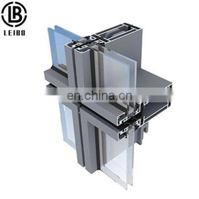 Aluminium Glass Curtain Wall waterproof exterior Facade structural double tempered glazing Unitized Glass Curtain Wall system