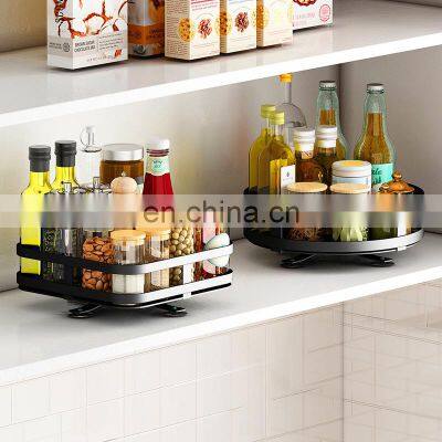 Carbon Steel Revolving Kitchen Spice Jar Bottle Rack 1 2 3 Tier Multifunction Rotating Spice Storage Organizer Rack