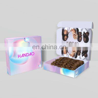 Custom Logo High Quality Cosmetics Dress Pajamas Cardboard Box Corrugated Mailer Wigs Box Packaging photo-2