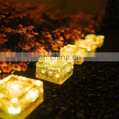 Solar LED ice Cube brick light glass outdoor courtyard floor tile light garden landscape decoration underground light