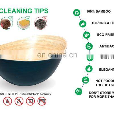 Large Spun Bamboo Salad Bowl, Handmade Lacquer Serving Bowls Customized Color Cheapest Wholesale Hot Product photo-3