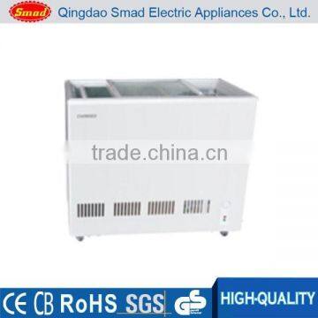 Commercial Double Sliding Flat Galss Door Chest Freezer