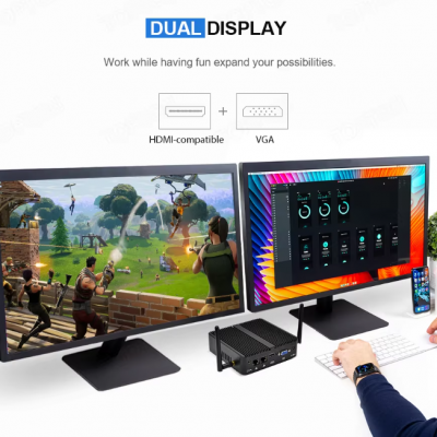 Cheap Fanless Mini PC Router Cele-ron J4125 Quad Core N-2840 Industrial Computer Dual Gigabit LAN Dual RS-232 Firewall photo-4