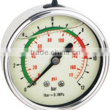 63mm(2.5") liquid filled manometer back connection, fluorescence dial YN63ZCL