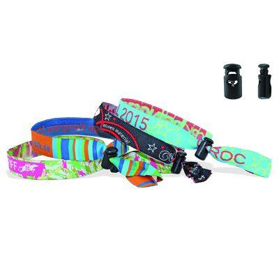 Adjustable Buckle NFC Small PVC Card Bracelet RFID Fabric Wristband NTAG213 Woven Wristbands With Bar Code