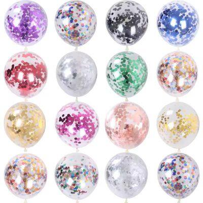 Wedding Decoration Birthday Party Decoration 12 Inch Paper Sequin Transparent Balloons Stuff Golden Bubble Confetti Balloon