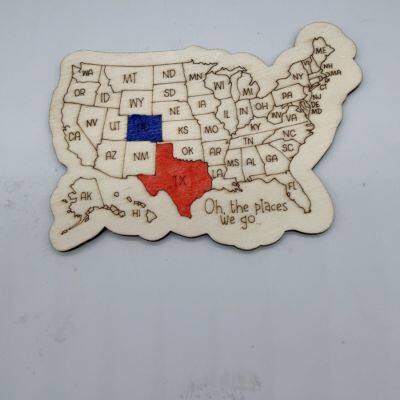 USA Map Wooden 3D photo-2