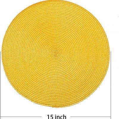 Yellow Color 4 Place Mats for Natural Woven Heat Resistant Place Mats 15 Inch Trivets for Hot Pots and Pans photo-2
