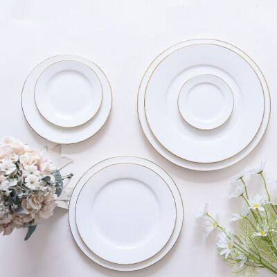 HOMTE Fine Bone China Plates/Platters Serve for 5 Stars Hotel Rimmed/Coupe/Oval Shapes
