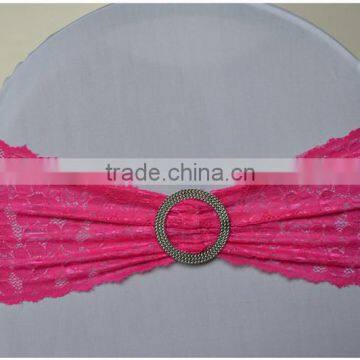 Fashion lace chair sash with round buckle for wedding