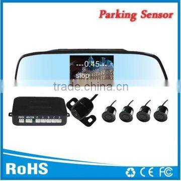 Good selling car alarm ultrasonic sensor with 4.3 inch rear view mirror and mini reverse camera