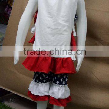 New Cute American Baby Girls July 4th Boutique Outfits Knit Cotton Layered Dress Clothing Sets Kids Girls Patriotic Outfits photo-2