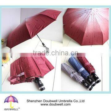 high quality umbrella with 10 ribs 3 folding umbrella auto open