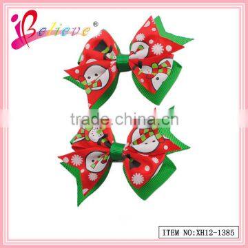 Top sale in global girls hair accessories factory wholesale fancy christmas hair bow ribbon hairgrips (XH12-1385)