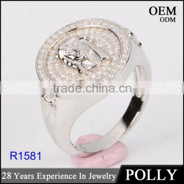 wholesale 925 silver hip hop jewerly jesus peice ring made in china