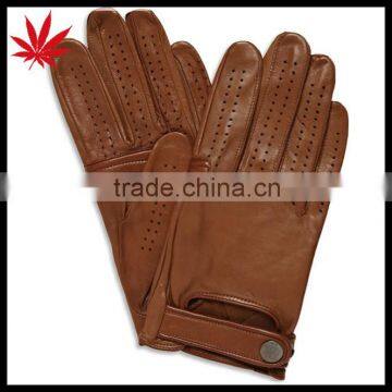 Brown super soft lined leather driving gloves for men