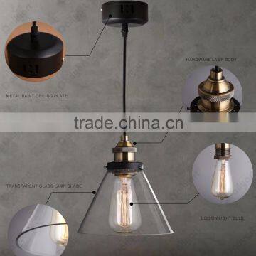 Vintage Industrial Lamp ROHS CE Wooden Glass Pendant Lights photo-5