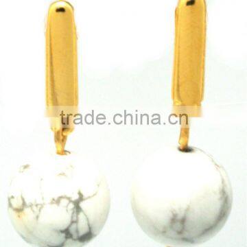 Earring with natural stone, GOLD PLATED