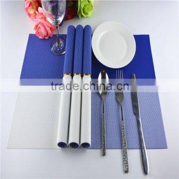 Newest PVC blue grid Placemat fashion pvc dining tab0le mat disc pads bowl plates coasters waterproof table cloth pad