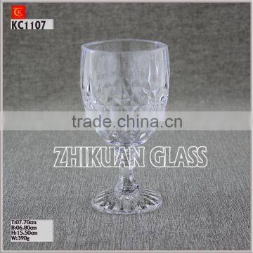 New Products In Market Glass cup/ hot sales design Hand press corved wine glass goblet