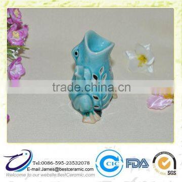 Blue Glazed Ceramic Frog Garden handmade decorative