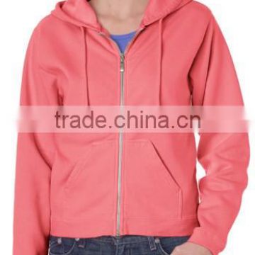 Wholesale blank Girls zipper up hoodies with kangaroo pocket