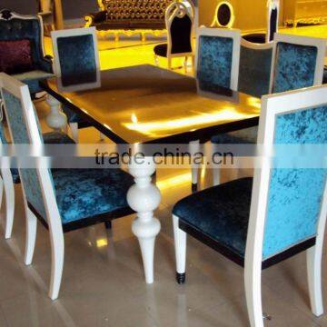 French style blue velvet dining room sets D1025