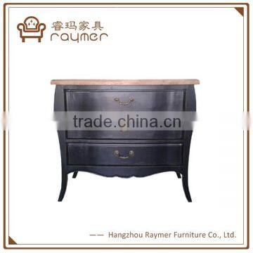 French style living room furniture antique black console table with 3 drawers