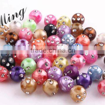 Colorful Chunky Bling Beads ,Wholesales Acrylic Rhinestone Beads, 8mm to 16mm Acrylic Pearl Bling beads for Jewelry