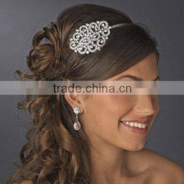 Vintage Style Silver Antique Rhinestone Side Accent Bridal Headband